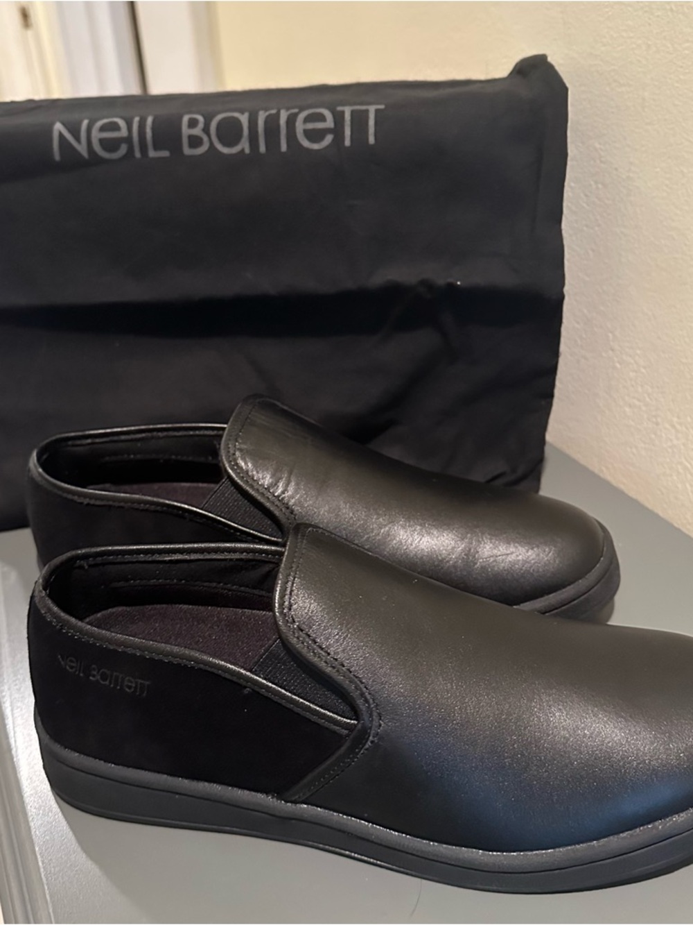 Neil Barrett Designer women’s Black Leather Slip-On Loafers